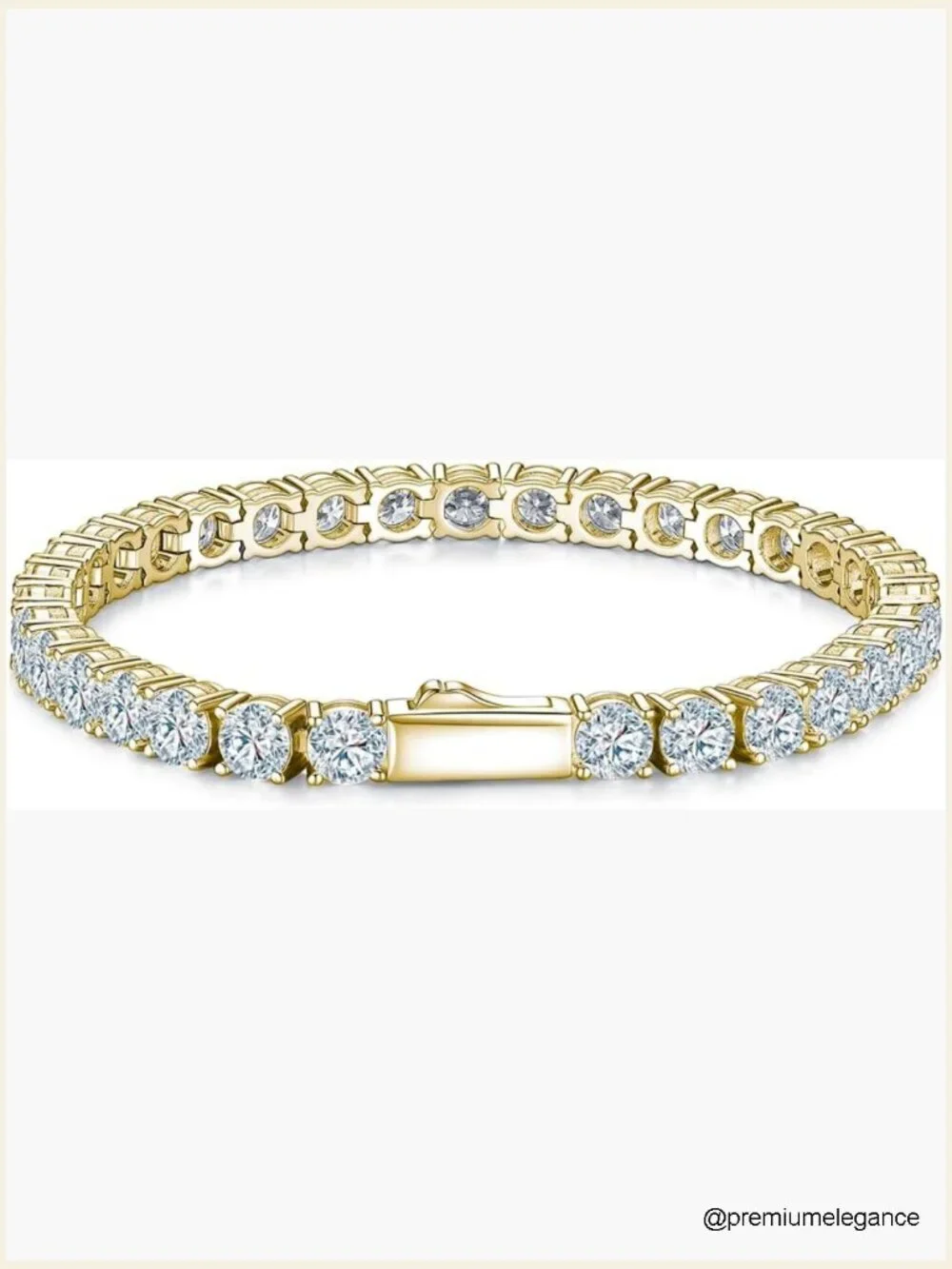 Italian 5A Lab Zirconia Tennis Bracelet 14K Gold Plated 925 Silver Men's Jewelry